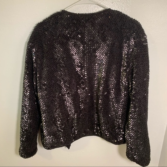 Vero Moda Starlight Jacket Black Sequin Teddy Bomber - Picture 7 of 12